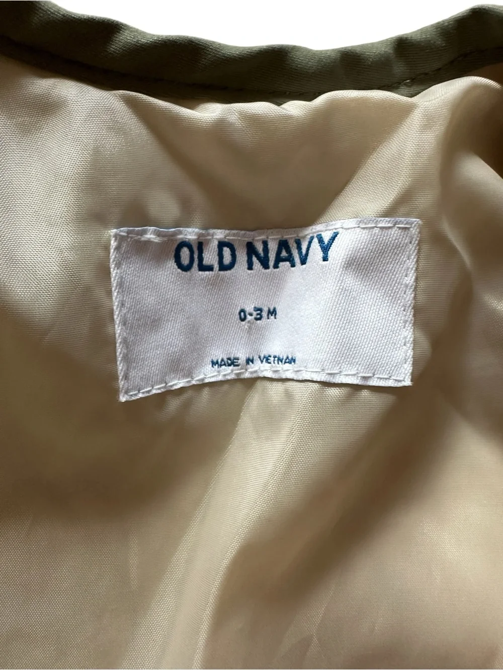 Old Navy 0-3 months quilted button front jacket in sage green
